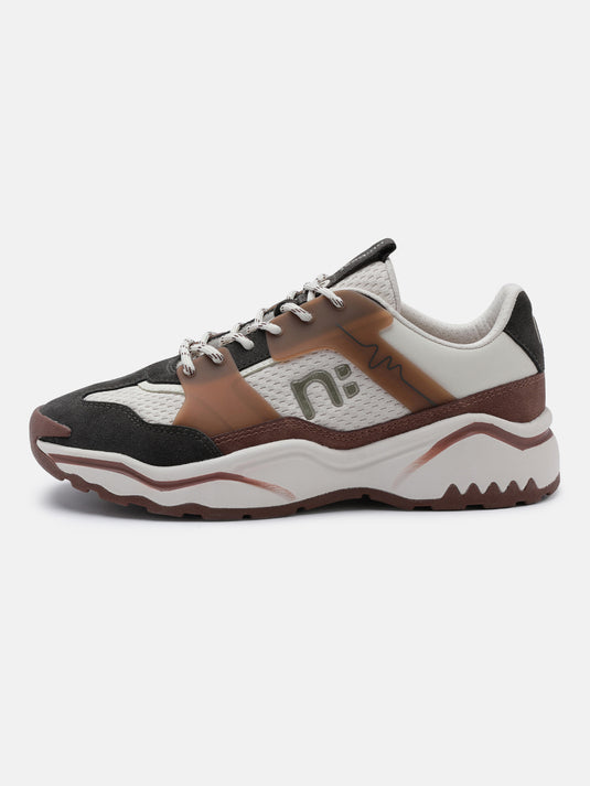 GROOVESTAR Off-White & Dark Brown Sneakers