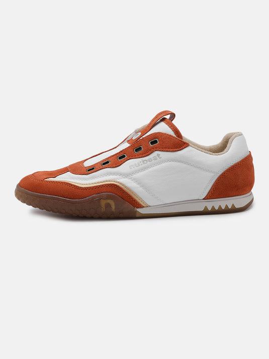 AREA909 White & Orange Slip-On Sneakers