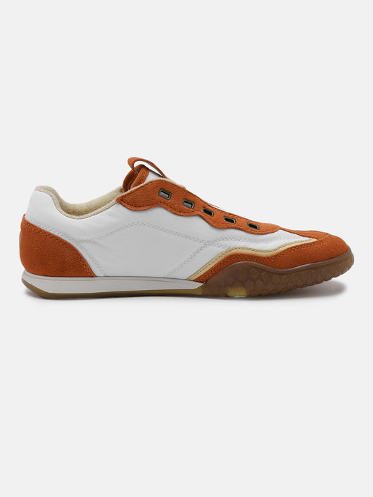 AREA909 White & Orange Slip-On Sneakers