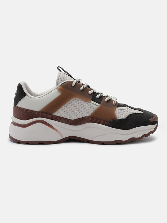 GROOVESTAR Off-White & Dark Brown Sneakers
