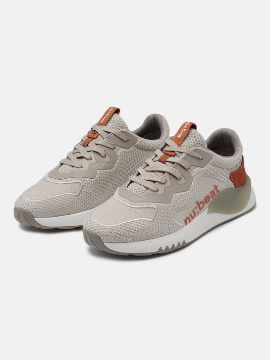 HIPSONIC Beige & Orange Glow Sneakers