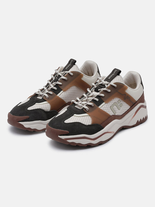 GROOVESTAR Off-White & Dark Brown Sneakers