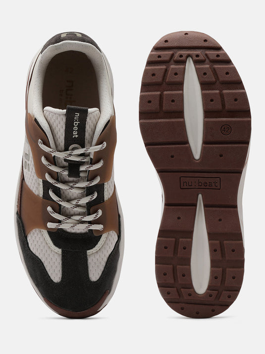 GROOVESTAR Off-White & Dark Brown Sneakers