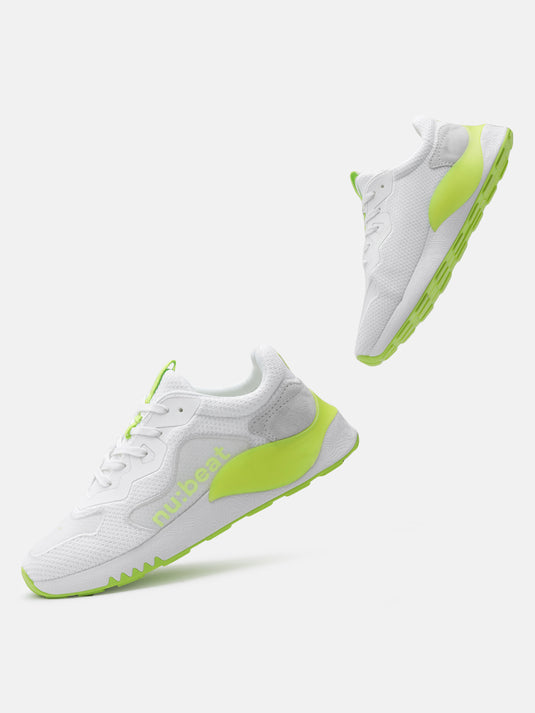 HIPSONIC White & Light Green Glow Sneakers