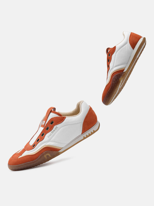 AREA909 White & Orange Slip-On Sneakers