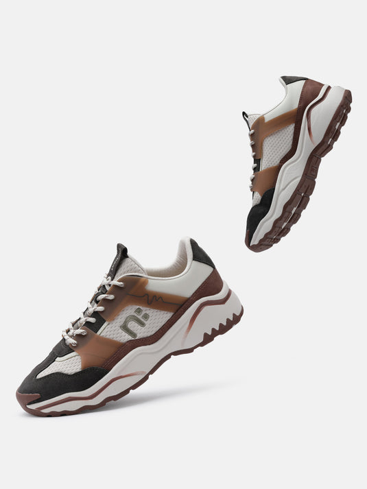 GROOVESTAR Off-White & Dark Brown Sneakers