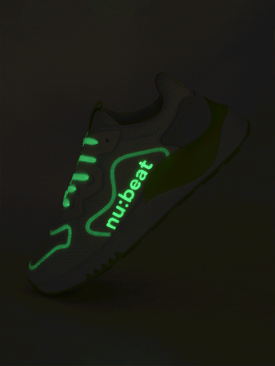 HIPSONIC White & Light Green Glow Sneakers