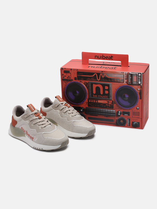 HIPSONIC Beige & Orange Glow Sneakers