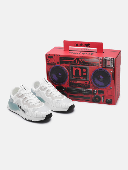 HIPSONIC White & Light Blue Sneakers