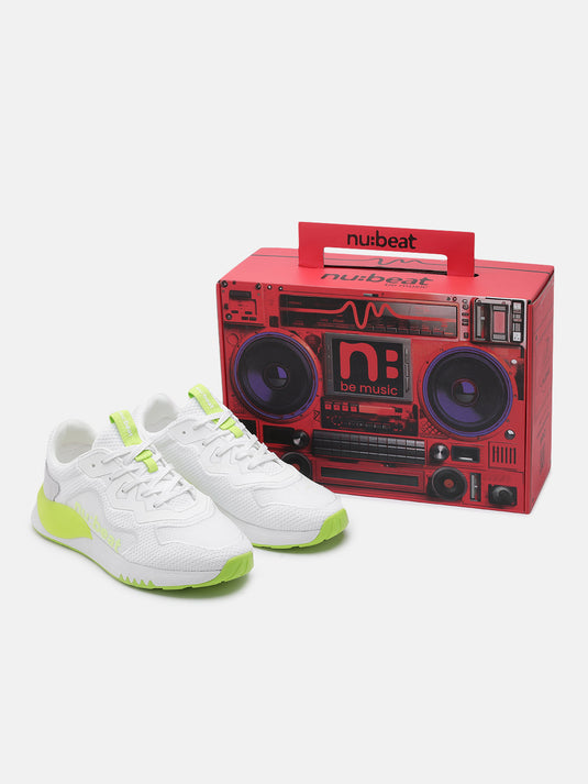 HIPSONIC White & Light Green Glow Sneakers