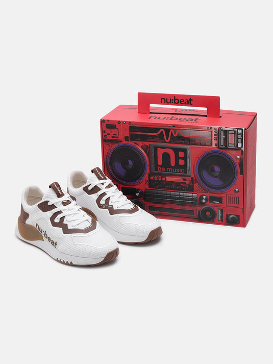 HIPSONIC White & Brown Sneakers