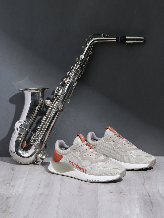 HIPSONIC Beige & Orange Glow Sneakers