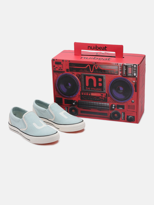 SPIN Light Blue & Off-White Slip-On Glow Sneakers